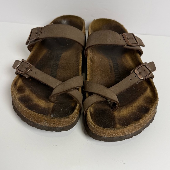 BIRKENSTOCK Mayari Slide Sandal Size 6 37 Brown Leather Adjustable Buckle Loop - Picture 4 of 10